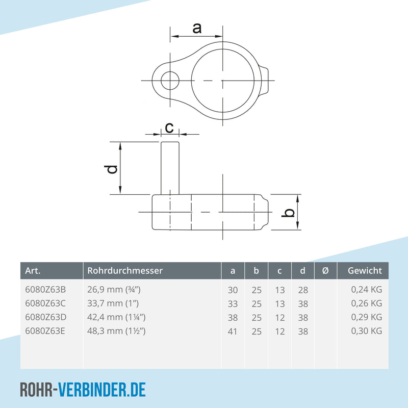 Stellringzapfen schwarz 33,7 mm | technische Zeichnung | Rohrverbinder | Schnelle Lieferung | Rohr-verbinder.de