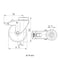 Technische Zeichnung Lenkrolle mit Bremse von Tente | Rohr-verbinder.de